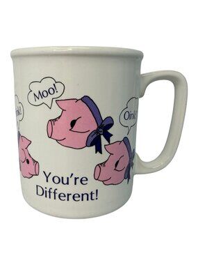 Vintage Pig Tales Mug You’re Different Funny Pig Coffee Cup Japan 1980s